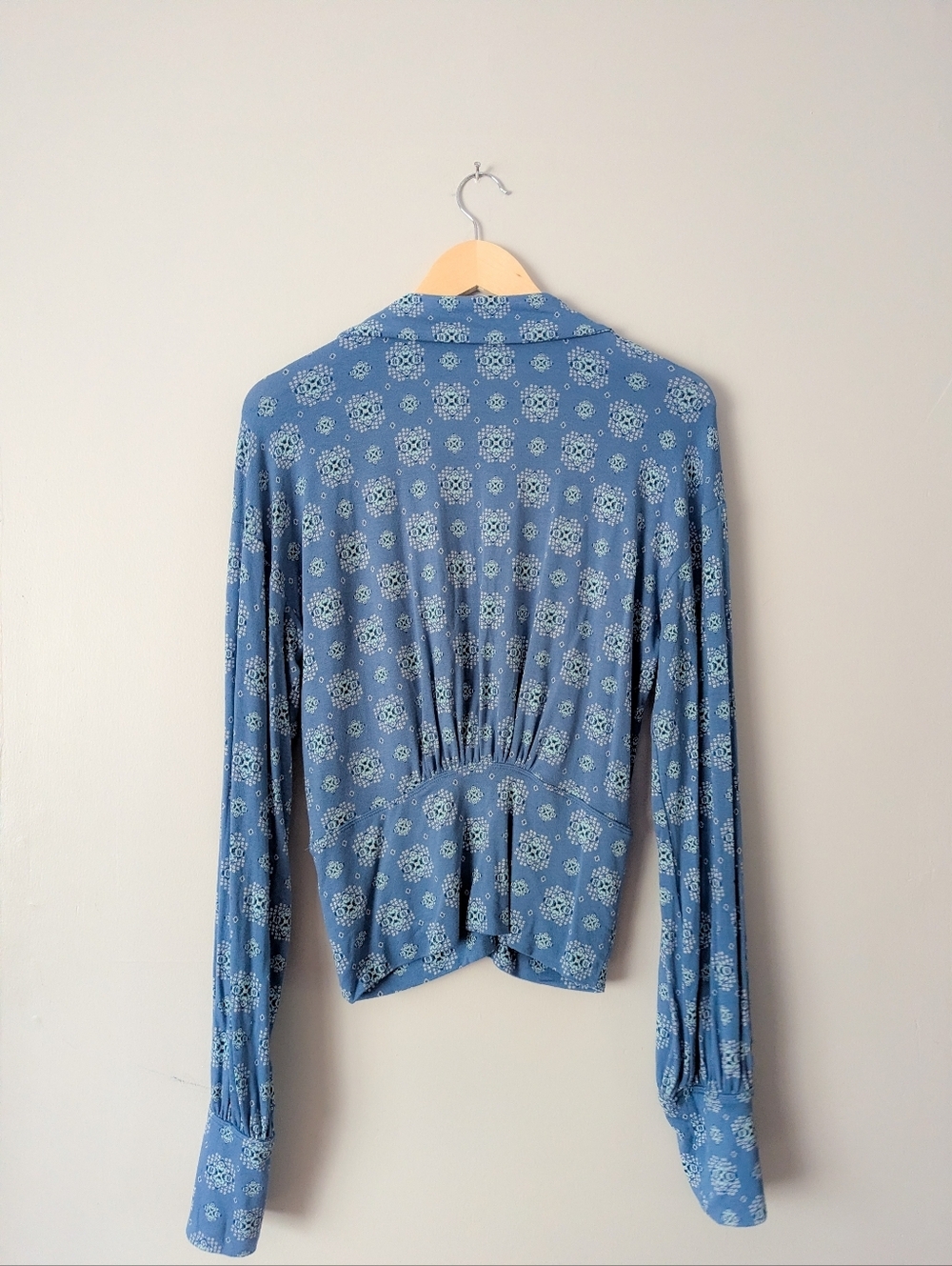 Free People Blue Floral Drapes V-Neck - Picture 2 of 5